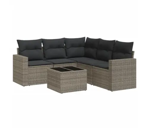 6-Daļīgs Dārza Dīvāna Komplekts Ar Matračiem, Pelēks Pe Pinums Vidaxl