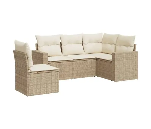 5-Daļīgs Dārza Dīvāna Komplekts, Matrači, Bēša Pe Rotangpalma Vidaxl