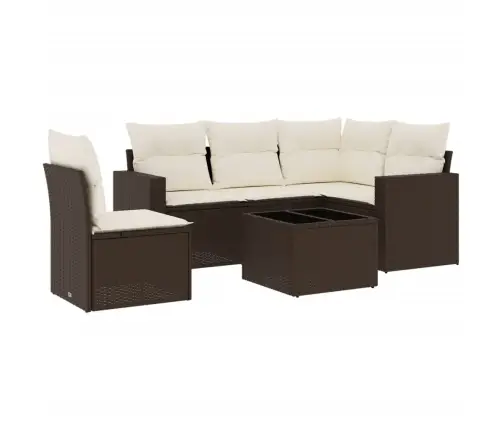 6-Daļīgs Dārza Dīvānu Komplekts, Matrači, Brūna Pe Rotangpalma Vidaxl