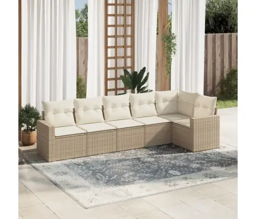 Sofos Komplektas Su Pagalvėlėmis, 6 Dalių, Smėlio, Poliratanas