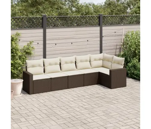 6-Osaline Aiamööblikomplekt Patjadega, Pruun, Polürotang