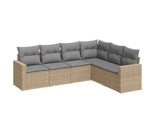 Sofos Komplektas Su Pagalvėlėmis, 6 Dalių, Smėlio, Poliratanas