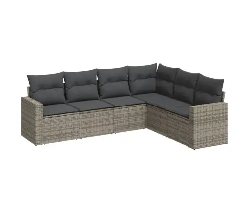 6-Daļīgs Dārza Dīvāna Komplekts Ar Matračiem, Pelēks Pe Pinums Vidaxl