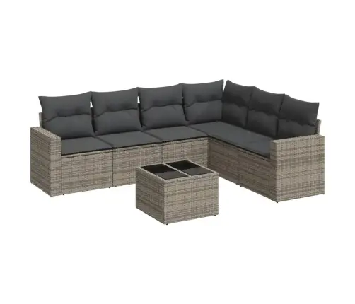 7-Daļīgs Dārza Dīvāna Komplekts, Matrači, Pelēka Pe Rotangpalma Vidaxl 7-Daļīgs Dārza Dīvāna Komplekts, Matrači, Pelēka Pe Rotangpalma Vidaxl