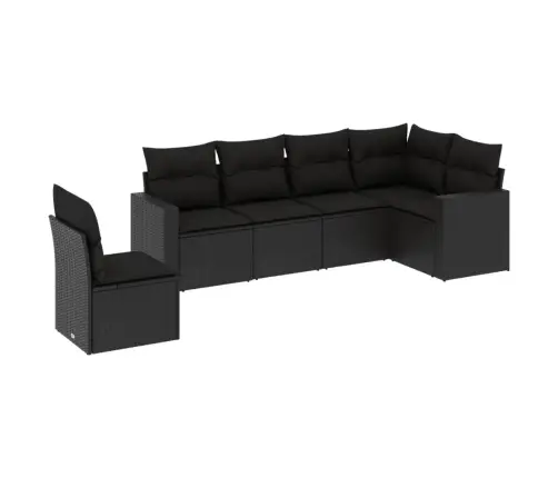 6-Daļīgs Dārza Dīvāna Komplekts, Matrači, Melna Pe Rotanpalma Vidaxl