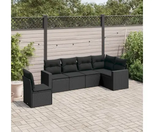 6-Daļīgs Dārza Dīvāna Komplekts, Matrači, Melna Pe Rotanpalma Vidaxl