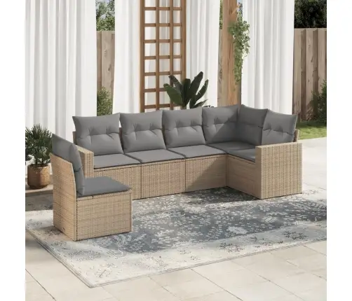 6-Daļīgs Dārza Dīvāna Komplekts, Matrači, Bēša Pe Rotangpalma Vidaxl