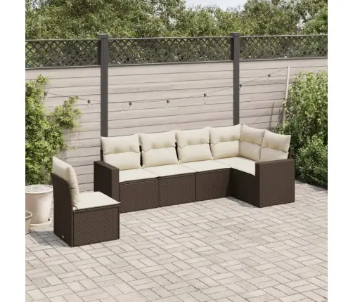 6-Daļīgs Dārza Dīvānu Komplekts, Matrači, Brūna Pe Rotangpalma Vidaxl