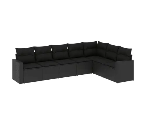 7-Daļīgs Dārza Dīvāna Komplekts Ar Matračiem, Melna Pe Vidaxl