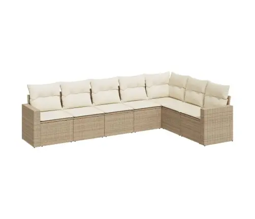 7-Daļīgs Dārza Dīvāna Komplekts, Matrači, Bēša Pe Rotangpalma Vidaxl