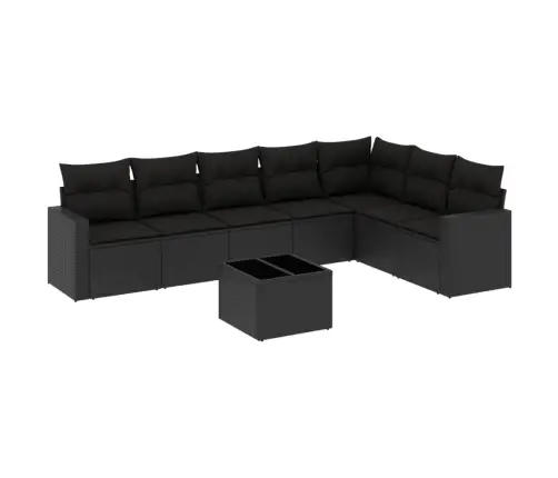 8-Daļīgs Dārza Dīvāna Komplekts, Matrači, Melna Pe Rotangpalma Vidaxl