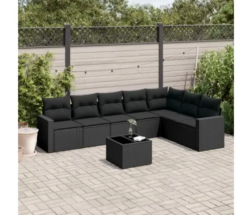 8-Daļīgs Dārza Dīvāna Komplekts, Matrači, Melna Pe Rotangpalma Vidaxl