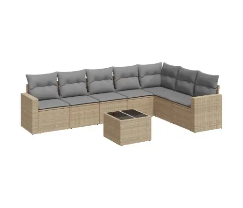 8-Daļīgs Dārza Dīvāna Komplekts, Matrači, Bēša Pe Rotangpalma Vidaxl