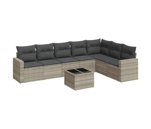 8-Daļīgs Dārza Dīvāna Komplekts,Matrači, Gaiši Pelēka Pe Pinums Vidaxl