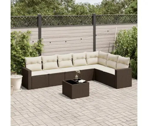 Sodo Komplektas Su Pagalvėlėmis, 8 Dalių, Rudas, Poliratanas