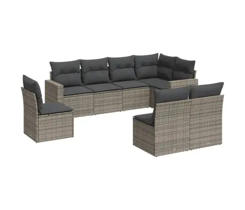 Sodo Komplektas Su Pagalvėlėmis, 8 Dalių, Pilkas, Poliratanas