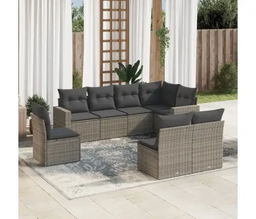 Sodo Komplektas Su Pagalvėlėmis, 8 Dalių, Pilkas, Poliratanas