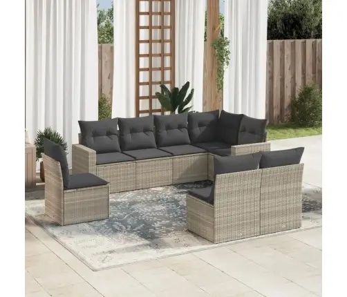 Sodo Komplektas Su Pagalvėlėmis, 8 Dalių, Pilkas, Poliratanas