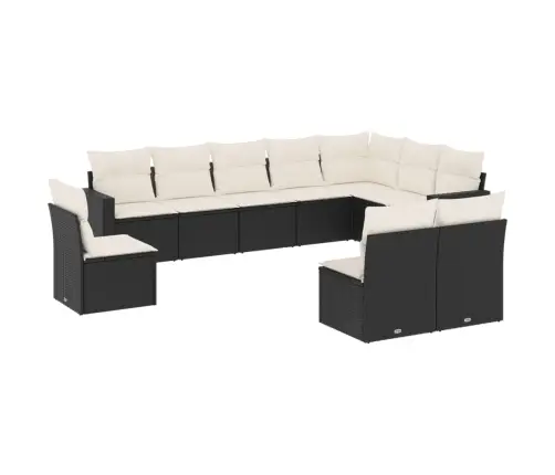 10-Daļīgs Dārza Dīvāna Komplekts, Matrači, Melna Pe Rotangpalma Vidaxl