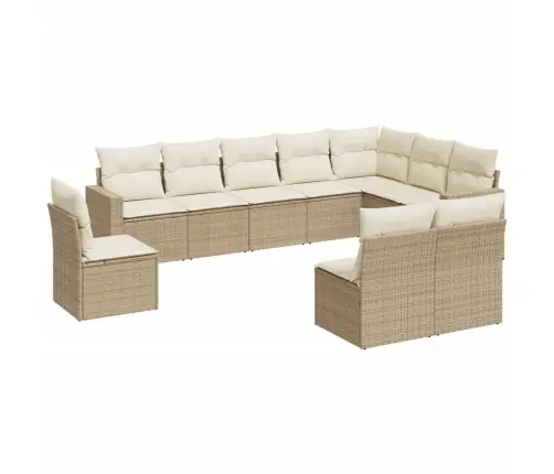 10-Daļīgs Dārza Dīvāna Komplekts, Matrači, Bēša Pe Rotangpalma Vidaxl 10-Daļīgs Dārza Dīvāna Komplekts, Matrači, Bēša Pe Rotangpalma Vidaxl