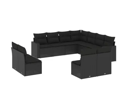 Sodo Komplektas Su Pagalvėlėmis, 11 Dalių, Juodas, Poliratanas