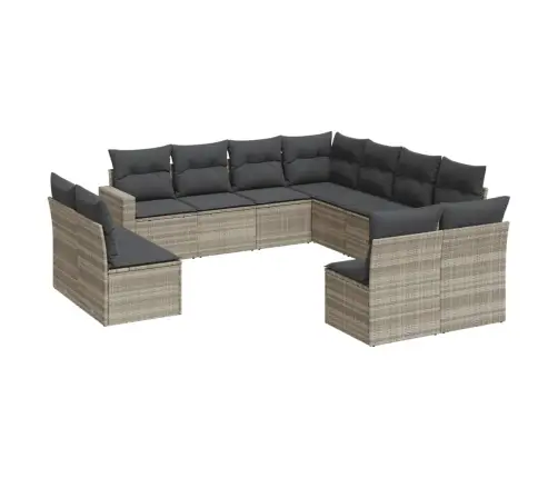 Sodo Komplektas Su Pagalvėlėmis, 11 Dalių, Pilkas, Poliratanas Sodo Komplektas Su Pagalvėlėmis, 11 Dalių, Pilkas, Poliratanas