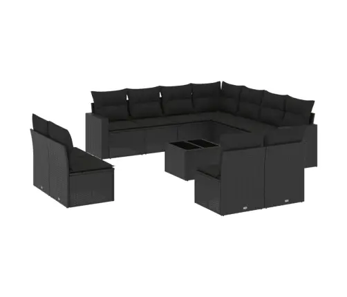 12-Osaline Aiadiivani Komplekt Patjadega, Must, Polürotang