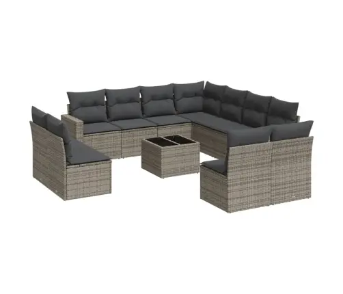 12-Daļīgs Dārza Atpūtas Mēbeļu Komplekts, Matrači, Pelēks Pe Vidaxl