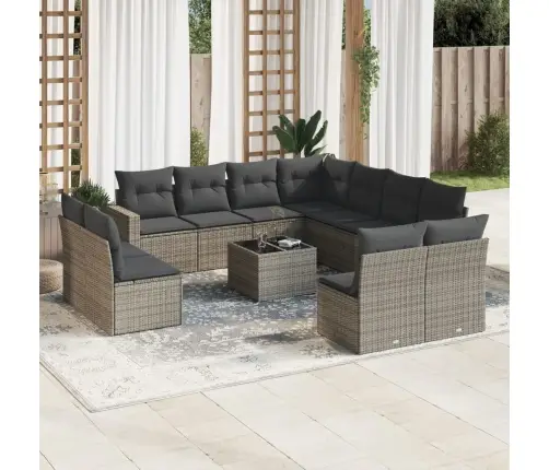 12-Daļīgs Dārza Atpūtas Mēbeļu Komplekts, Matrači, Pelēks Pe Vidaxl