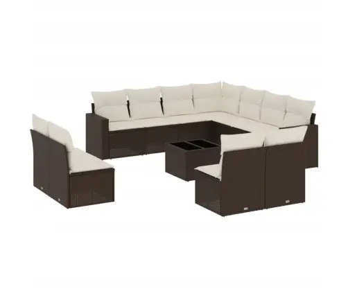 12-Daļīgs Dārza Dīvāna Komplekts, Matrači, Brūna Pe Rotangpalma Vidaxl