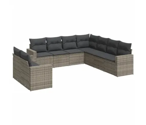 9-Daļīgs Dārza Dīvāna Komplekts Ar Matračiem, Pelēks Pe Pinums Vidaxl 9-Daļīgs Dārza Dīvāna Komplekts Ar Matračiem, Pelēks Pe Pinums Vidaxl