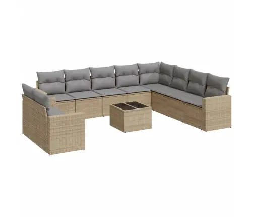 11-Osaline Aiadiivani Komplekt Patjadega, Beež, Polürotang