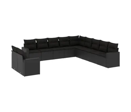 11-Daļīgs Dārza Dīvāna Komplekts, Matrači, Melna Pe Rotangpalma Vidaxl