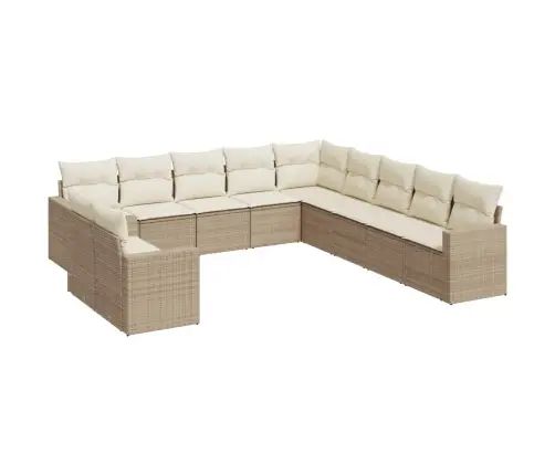 Sodo Komplektas Su Pagalvėlėmis, 11 Dalių, Smėlio, Poliratanas Sodo Komplektas Su Pagalvėlėmis, 11 Dalių, Smėlio, Poliratanas