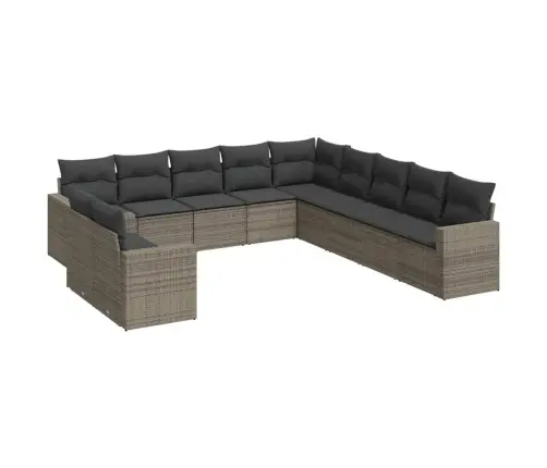 Sodo Komplektas Su Pagalvėlėmis, 11 Dalių, Pilkas, Poliratanas