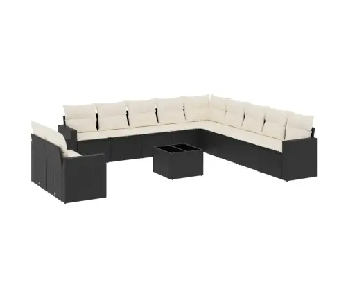 12-Daļīgs Dārza Dīvānu Komplekts, Matrači, Melna Pe Rotangpalma Vidaxl