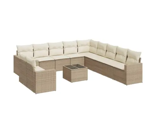 12-Daļīgs Dārza Dīvāna Komplekts, Matrači, Bēša Pe Rotangpalma Vidaxl