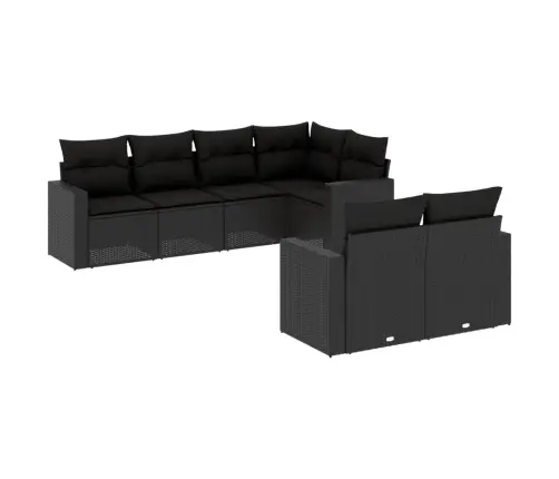 7-Daļīgs Dārza Dīvāna Komplekts Ar Matračiem, Melna Pe Vidaxl