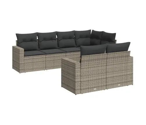 Sofos Komplektas Su Pagalvėlėmis, 7 Dalių, Pilkas, Poliratanas