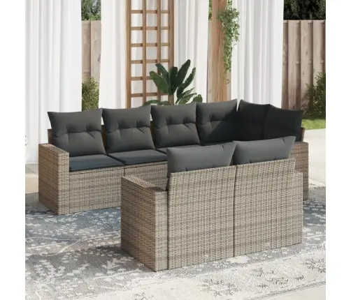 Sofos Komplektas Su Pagalvėlėmis, 7 Dalių, Pilkas, Poliratanas