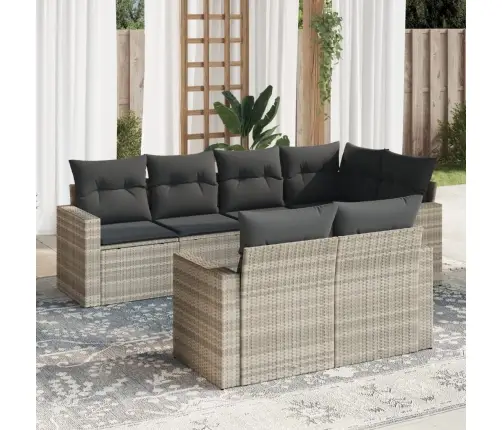 7-Daļīgs Dārza Dīvāna Komplekts,Matrači, Gaiši Pelēka Pe Pinums Vidaxl