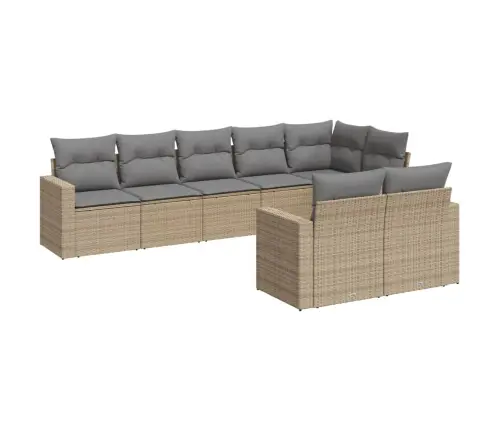 Sofos Komplektas Su Pagalvėlėmis, 8 Dalių, Smėlio, Poliratanas