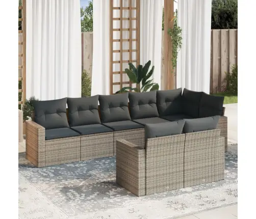 8-Daļīgs Dārza Dīvāna Komplekts Ar Matračiem, Pelēks Pe Pinums Vidaxl