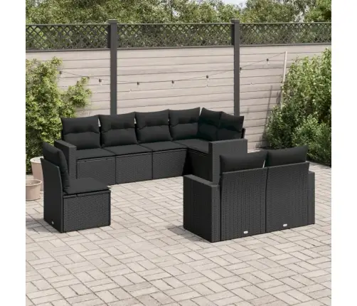 8-Daļīgs Dārza Dīvāna Komplekts, Matrači, Melna Pe Rotangpalma Vidaxl