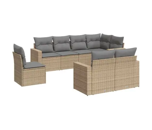 Sofos Komplektas Su Pagalvėlėmis, 8 Dalių, Smėlio, Poliratanas