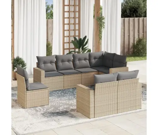 Sofos Komplektas Su Pagalvėlėmis, 8 Dalių, Smėlio, Poliratanas