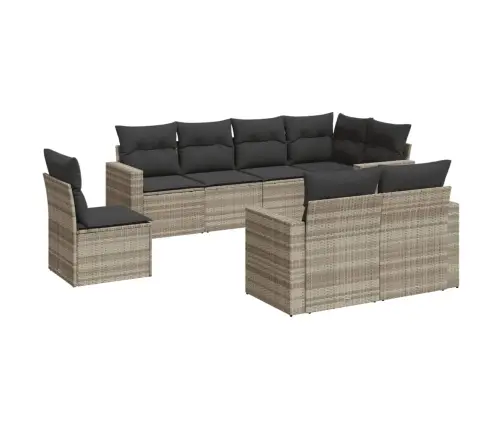 Sodo Komplektas Su Pagalvėlėmis, 8 Dalių, Pilkas, Poliratanas