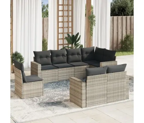 Sodo Komplektas Su Pagalvėlėmis, 8 Dalių, Pilkas, Poliratanas