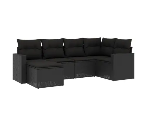 6-Daļīgs Dārza Dīvāna Komplekts, Matrači, Melna Pe Rotanpalma Vidaxl