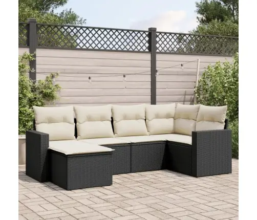 Sofos Komplektas Su Pagalvėlėmis, 6 Dalių, Juodas, Poliratanas